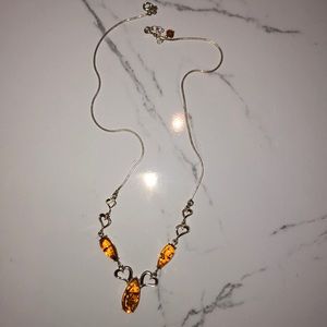 Amber and sterling silver necklace